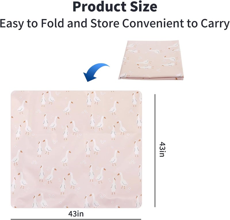 CoolaPeach Splat Mat for Under High Chair/Arts/Crafts, Washable Baby Spill Mat Waterproof Non-Slip Floor Splash Mat, Portable Baby Play Mat and Table Cloth (Goose, 43"x 43") - Image 2